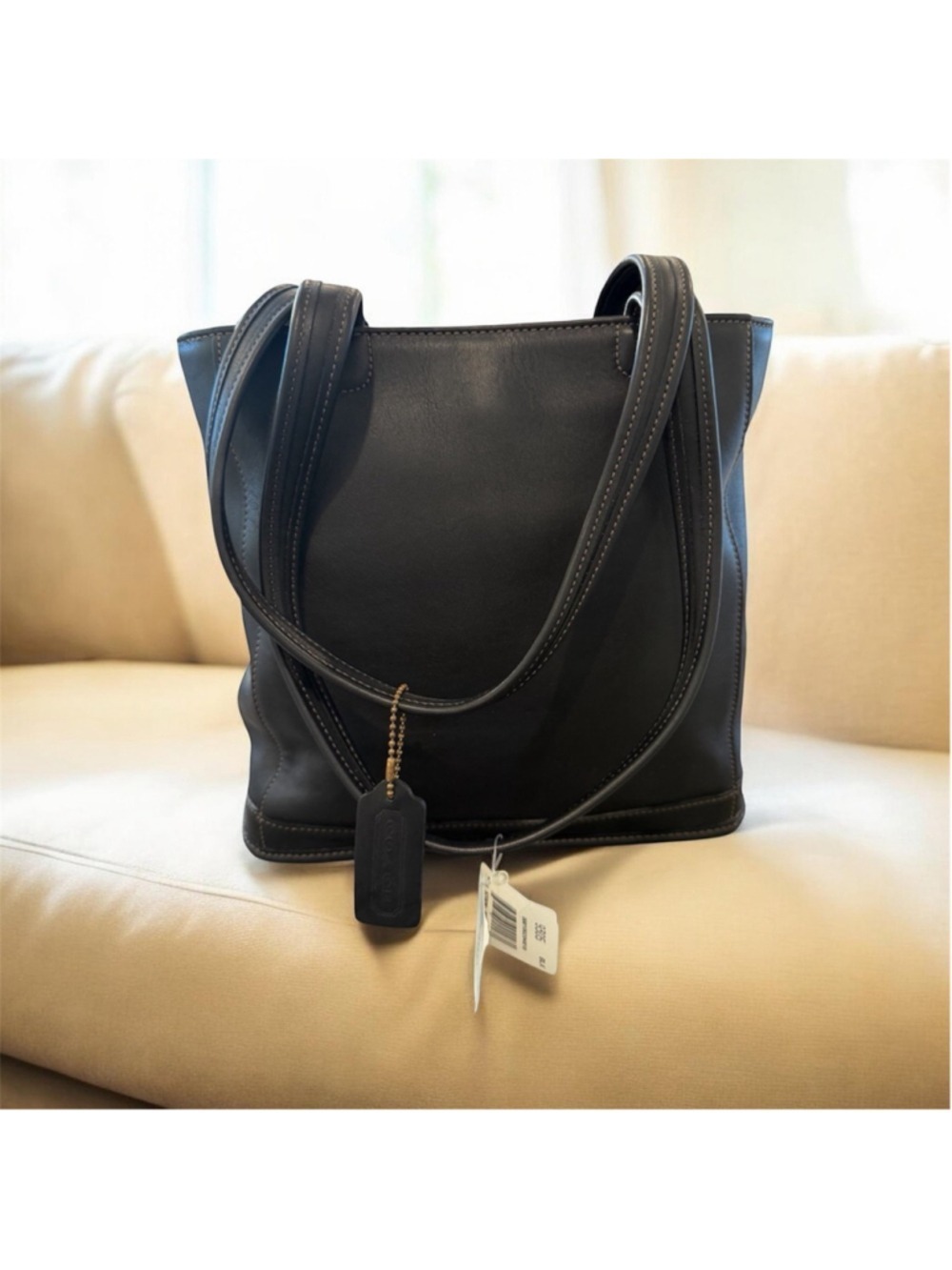 Vintage Coach NWT Bleecker Black Leather Bucket Tote Bag 9305 w/ COA & Reg Card
